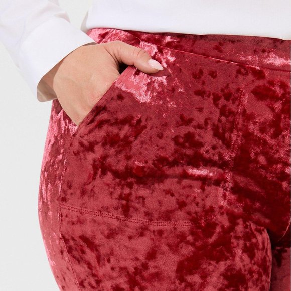 ❤️NWT VINTAGE TORRID LEGGING - CRUSHED VELVET - RHUBARB RED - POCKETS PLUS SIZE - Picture 3 of 9